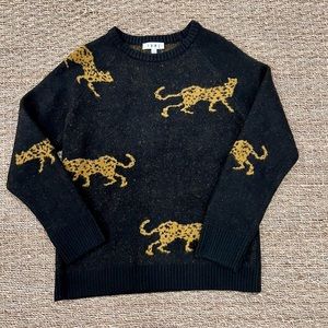 THML Black Sweater with Gold Leopard Design